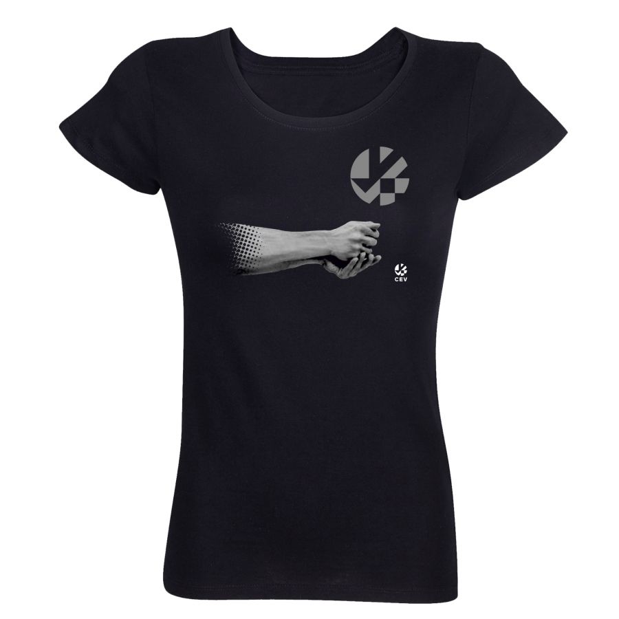 T-shirt Femme NOIR Manchette CEV