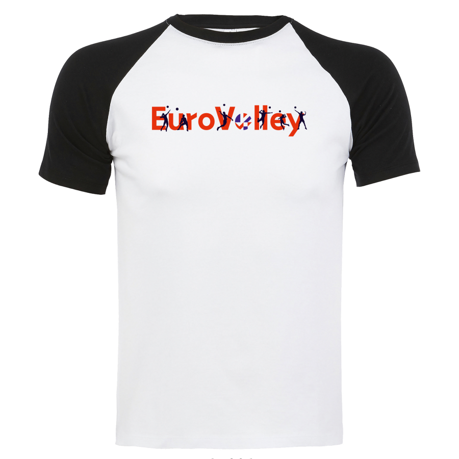 T-shit Raglan NOIR BLANC Eurovolley